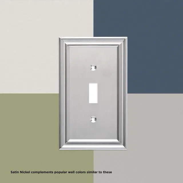 Alt view image 3 of 7 - Classic Lace (1-Pack) Decorative Light Switch Cover Brushed Nickel 2-Gang Wall Plate Double Toggle Plate Covers Electrical Outlet Guard W35073-SN-C