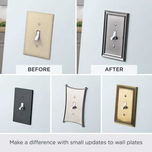 Alt view image 4 of 7 - Classic Lace (1-Pack) Decorative Light Switch Cover Brushed Nickel 2-Gang Wall Plate Double Toggle Plate Covers Electrical Outlet Guard W35073-SN-C