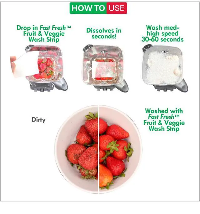 Alt view image 2 of 6 - Fruit and Vegetable Wash Strips | Plant-Based, Food-Safe Produce Cleaner | Dissolvable Veggie Wash Removes Contaminants, Waxes & Dirt | All-Natural | Travel | 1 Pack of 30