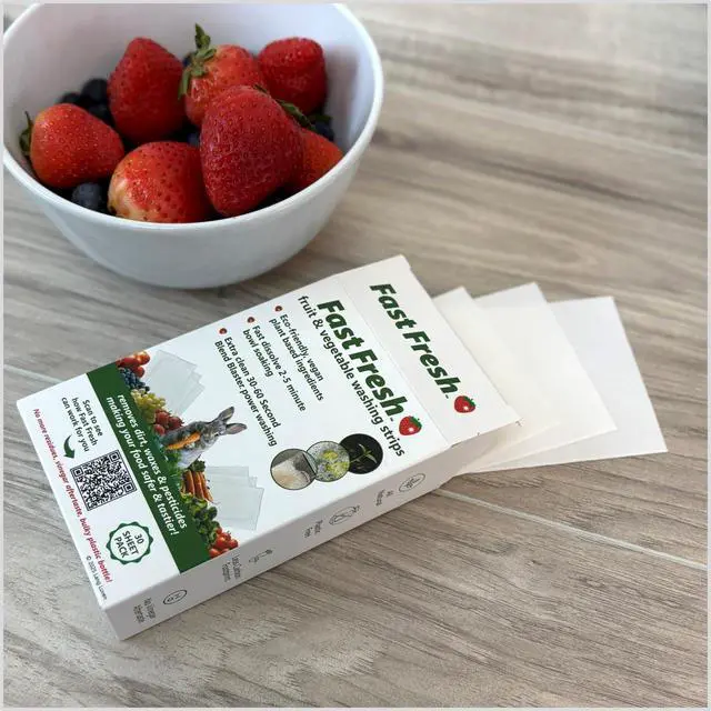 Alt view image 3 of 6 - Fruit and Vegetable Wash Strips | Plant-Based, Food-Safe Produce Cleaner | Dissolvable Veggie Wash Removes Contaminants, Waxes & Dirt | All-Natural | Travel | 1 Pack of 30