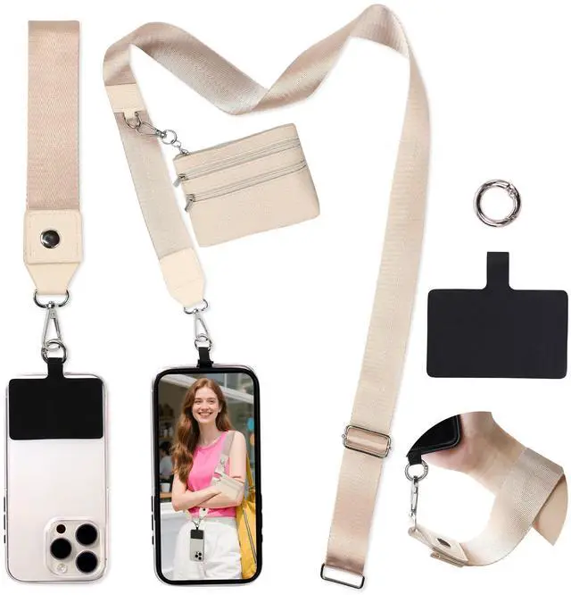 Main image of Phone Lanyard Crossbody Wrist Strap, Adjustable Clip and Go Strap for Phone with Wallet Crossbody, Phone Strap with Zippered Pouch, Universal Hands-Free for All Cell Phone