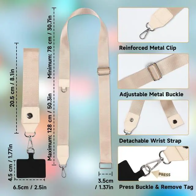 Alt view image 6 of 7 - Phone Lanyard Crossbody Wrist Strap, Adjustable Clip and Go Strap for Phone with Wallet Crossbody, Phone Strap with Zippered Pouch, Universal Hands-Free for All Cell Phone