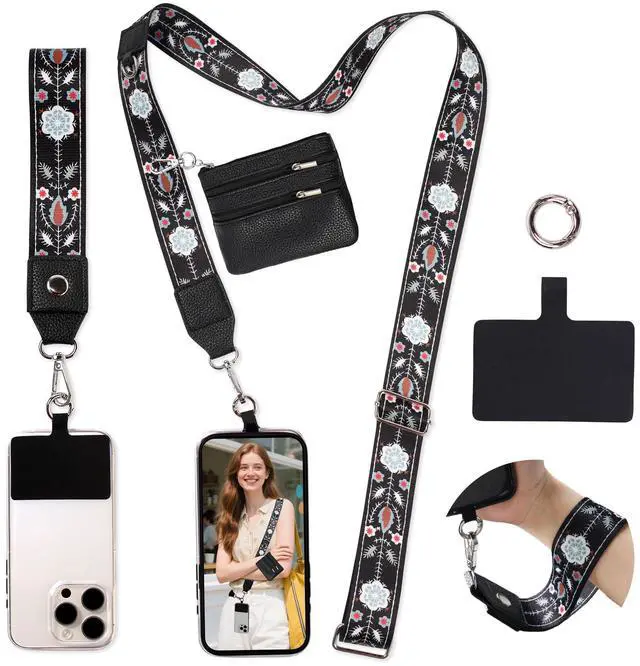 Main image of Phone Lanyard Crossbody Wrist Strap, Adjustable Clip and Go Strap for Phone with Wallet Crossbody, Phone Strap with Zippered Pouch, Universal Hands-Free for All Cell Phone
