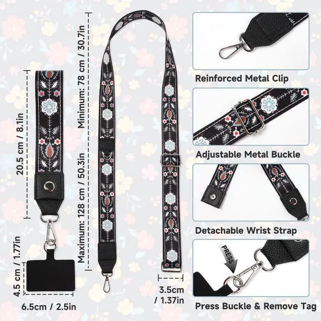 Alt view image 6 of 7 - Phone Lanyard Crossbody Wrist Strap, Adjustable Clip and Go Strap for Phone with Wallet Crossbody, Phone Strap with Zippered Pouch, Universal Hands-Free for All Cell Phone