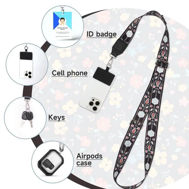 Alt view image 7 of 7 - Phone Lanyard Crossbody Wrist Strap, Adjustable Clip and Go Strap for Phone with Wallet Crossbody, Phone Strap with Zippered Pouch, Universal Hands-Free for All Cell Phone