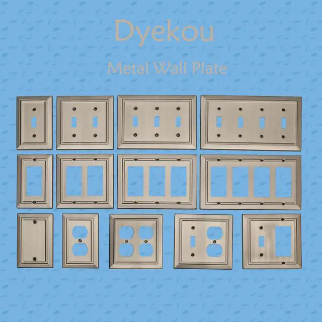 Alt view image 7 of 7 - Metal Wall Plate for Electrical Outlets, Outlet Covers Wall Plate, 6 Pack | Decorative Brushed Nickel Switch Plates Outlet Cover, Light Switch Cover Plate, 1-Gang Wall Plates