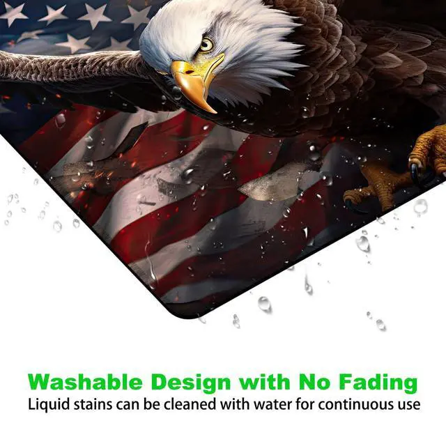 Alt view image 5 of 7 - Desk Pad, American Flag and Bald Eagle Small Gaming Mouse Pad,Waterproof Non-Slip Rubber Base Desk Mat with Stitched Edge for Gaming Computers Laptop Office 9.4x7.9in