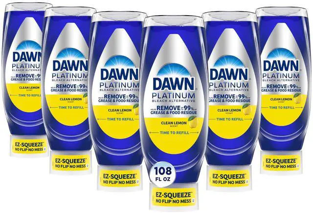 Main image of Platinum EZ-Squeeze Dish Soap Liquid, Dishwashing Liquid, Grease Removal, Upside Down Bottle, Bleach Alternative Clean Lemon, 6x18 Fl Oz Bundle