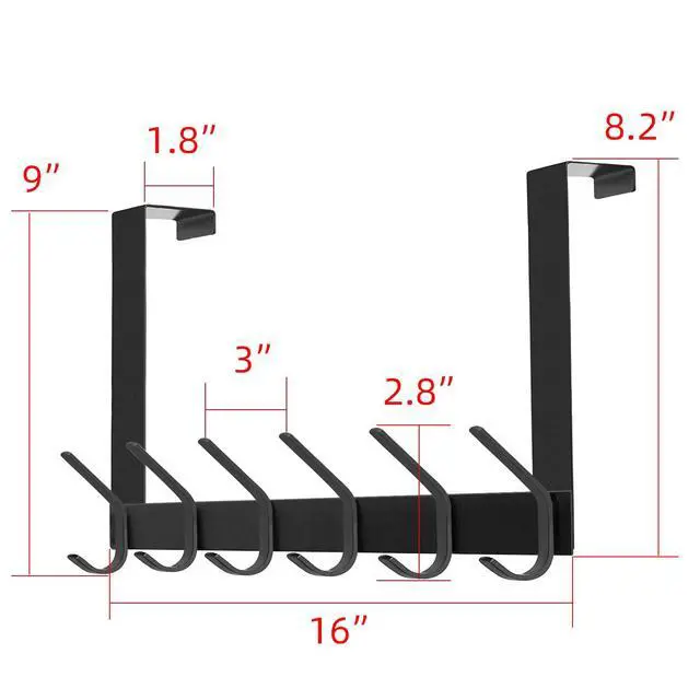 Alt view image 6 of 7 - Over The Door Hook, Heavy Duty Over Door Hanger Holder for Coat Robe Hat Clothe Towels Hanging, Bathroom Organizer Towel Rack 12 Hooks, Matte Black