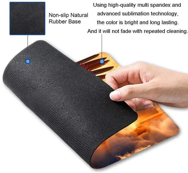 Alt view image 3 of 6 - Customized Square Gaming Office Computer Mouse Pad, American Flag Eagle Anti Slip Rubber Desktop Mouse Pad