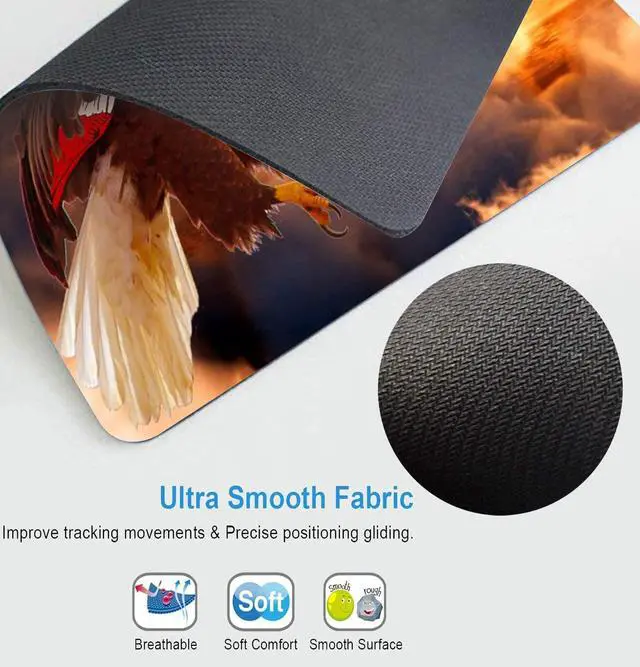 Alt view image 5 of 6 - Customized Square Gaming Office Computer Mouse Pad, American Flag Eagle Anti Slip Rubber Desktop Mouse Pad