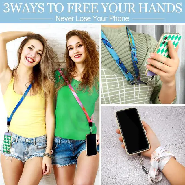 Alt view image 2 of 6 - 5 Pcs Crossbody Cell Phone Lanyards Universal Adjustable Neck Strap and Phone Patches Compatible with Most Smartphones(Marble Pattern,Bright Color)