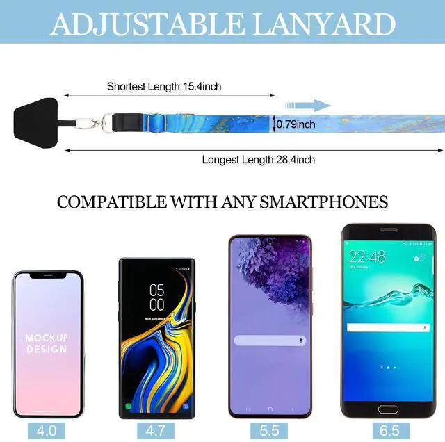 Alt view image 4 of 6 - 5 Pcs Crossbody Cell Phone Lanyards Universal Adjustable Neck Strap and Phone Patches Compatible with Most Smartphones(Marble Pattern,Bright Color)