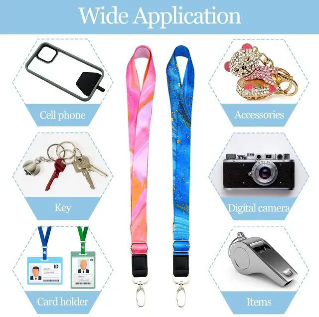 Alt view image 6 of 6 - 5 Pcs Crossbody Cell Phone Lanyards Universal Adjustable Neck Strap and Phone Patches Compatible with Most Smartphones(Marble Pattern,Bright Color)