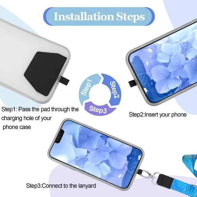 Alt view image 5 of 6 - 5 Pcs Crossbody Cell Phone Lanyards Universal Adjustable Neck Strap and Phone Patches Compatible with Most Smartphones(Marble Pattern,Bright Color)