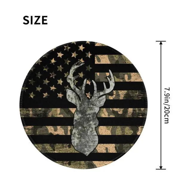 Alt view image 2 of 7 - Camo American Flag Deer Round Mouse Pad Premium Textured Mouse Mat Washable Mousepads with Extended Stitched Edges Non Slip Rubber Base Small Mousepad 7.9 X 7.9 X 0.12 Inches