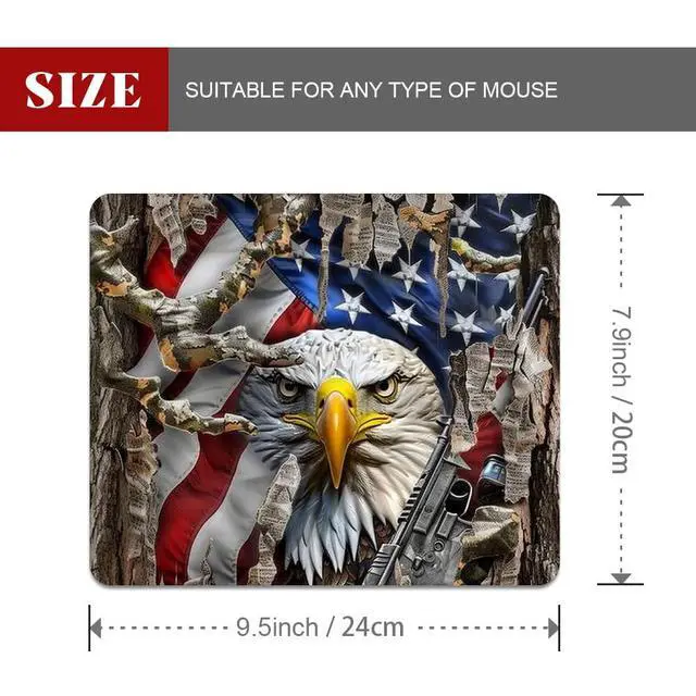 Alt view image 2 of 7 - American Flag Eagle Square Mouse pad, Texture, Waterproof, Anti Slip Rubber Base, Computer Mouse pad, Laptop Mouse pad