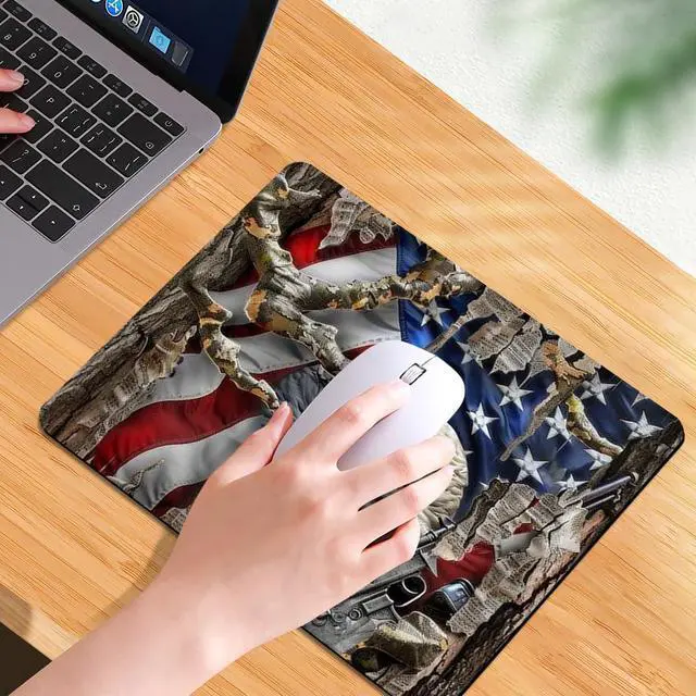Alt view image 7 of 7 - American Flag Eagle Square Mouse pad, Texture, Waterproof, Anti Slip Rubber Base, Computer Mouse pad, Laptop Mouse pad