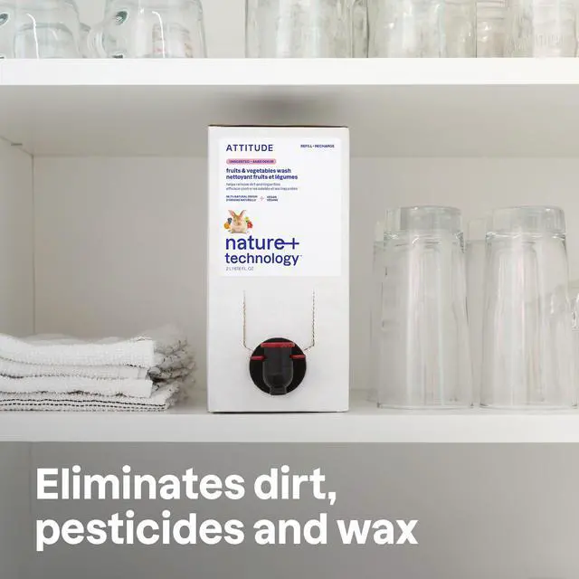 Alt view image 2 of 7 - Fruit & Vegetable Wash, Unscented Food-Safe Produce Wash to Remove Dirt, Wax & Residue, Vegan Plant-Based Produce Cleaner, Bulk Refill, 67.6 Fl Oz