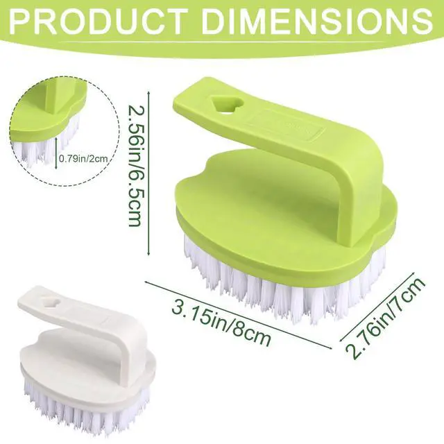 Alt view image 2 of 7 - 2pcs Vegetable Scrubber Brush, PP Fruit and Food Cleaning Kitchen Gadget with Stiff Bristles & Ergonomic Handle, Produce Cleaner Tools for Veggie Potato Carrot Apple (White & Green)