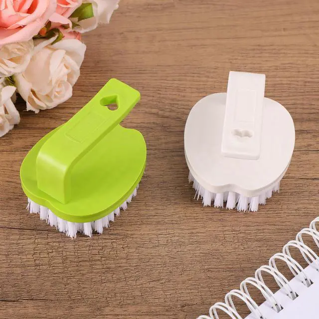 Alt view image 3 of 7 - 2pcs Vegetable Scrubber Brush, PP Fruit and Food Cleaning Kitchen Gadget with Stiff Bristles & Ergonomic Handle, Produce Cleaner Tools for Veggie Potato Carrot Apple (White & Green)