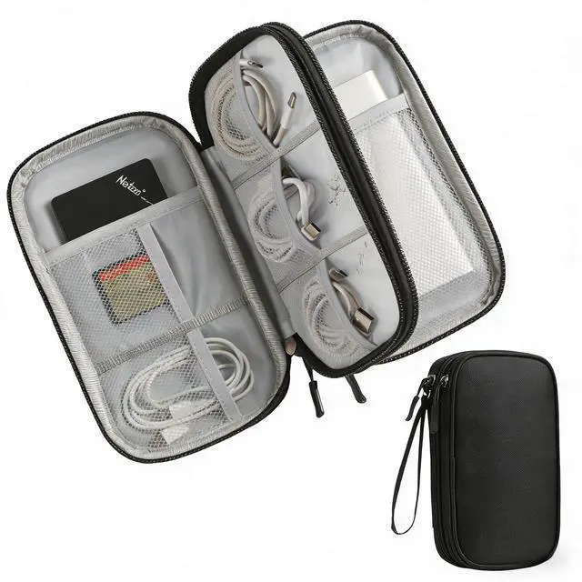 Main image of Travel Storage Box - Hard EVA Protective Cover for Mobile Power Bank, Charger, Cable, Phone and Accessories - Portable Storage Bag for Airplane, Business Travel, Home Furnishings