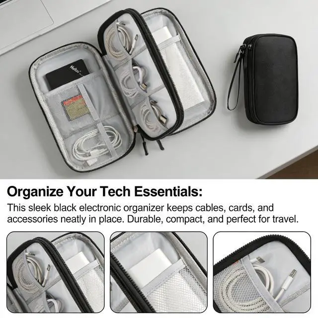 Alt view image 6 of 7 - Travel Storage Box - Hard EVA Protective Cover for Mobile Power Bank, Charger, Cable, Phone and Accessories - Portable Storage Bag for Airplane, Business Travel, Home Furnishings