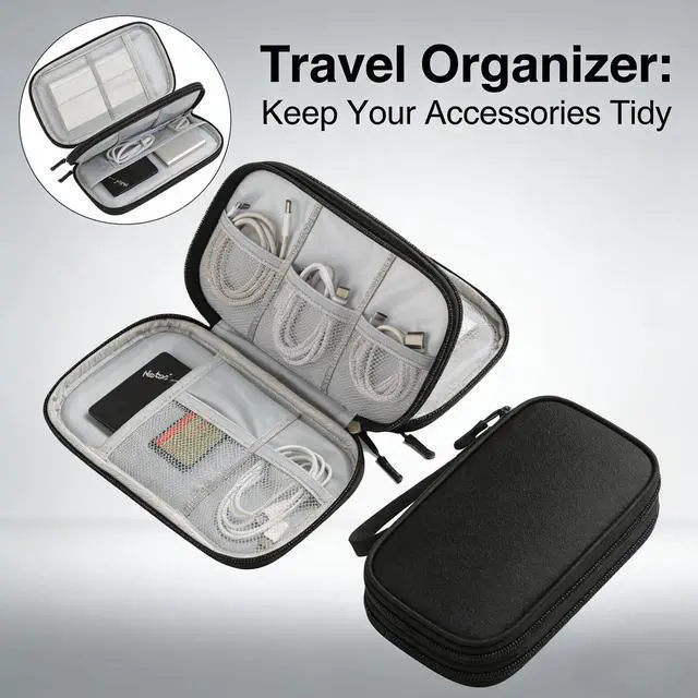Alt view image 7 of 7 - Travel Storage Box - Hard EVA Protective Cover for Mobile Power Bank, Charger, Cable, Phone and Accessories - Portable Storage Bag for Airplane, Business Travel, Home Furnishings