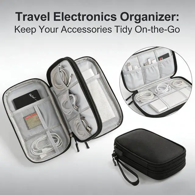 Alt view image 5 of 7 - Travel Storage Box - Hard EVA Protective Cover for Mobile Power Bank, Charger, Cable, Phone and Accessories - Portable Storage Bag for Airplane, Business Travel, Home Furnishings