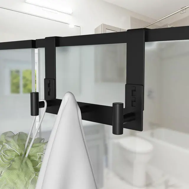Alt view image 3 of 5 - Over The Door Hooks, Coat Rack Over The Door Heavy Duty Towel Rack Clothes Hanger for Bathroom liveroom Kitchen (3 Hook, Fits 1-3/4'' Thick)