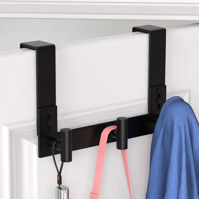 Alt view image 2 of 5 - Over The Door Hooks, Coat Rack Over The Door Heavy Duty Towel Rack Clothes Hanger for Bathroom liveroom Kitchen (3 Hook, Fits 1-3/4'' Thick)