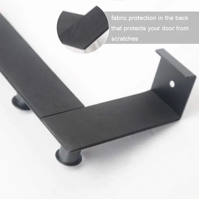 Alt view image 3 of 7 - Over The Door Hooks,Over Door Towel Rack with 6 Peg Hooks for Hanging,Door Coat Hanger Door Coat Rack for Behind Back of Bathroom,Black