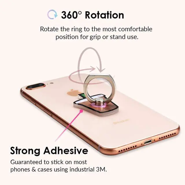 Alt view image 3 of 6 - Cell Phone Ring Holder - Finger Ring & Stand - Improves Phone Grip Compatible with iPhone, Galaxy, Most Smartphones (Iced Coffee)