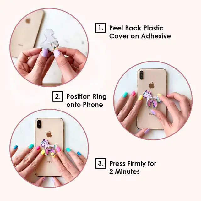 Alt view image 5 of 6 - Cell Phone Ring Holder - Finger Ring & Stand - Improves Phone Grip Compatible with iPhone, Galaxy, Most Smartphones (Iced Coffee)