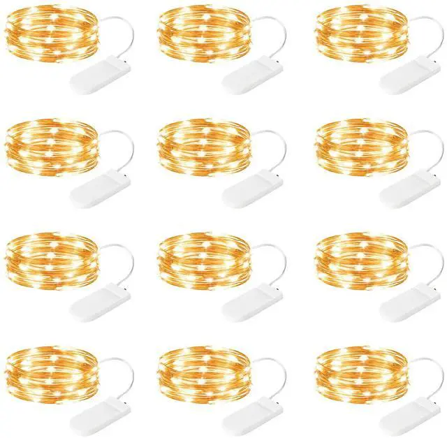 Main image of 12 Pack Fairy Lights Battery Powered,7ft 20LEDs, Warm White
