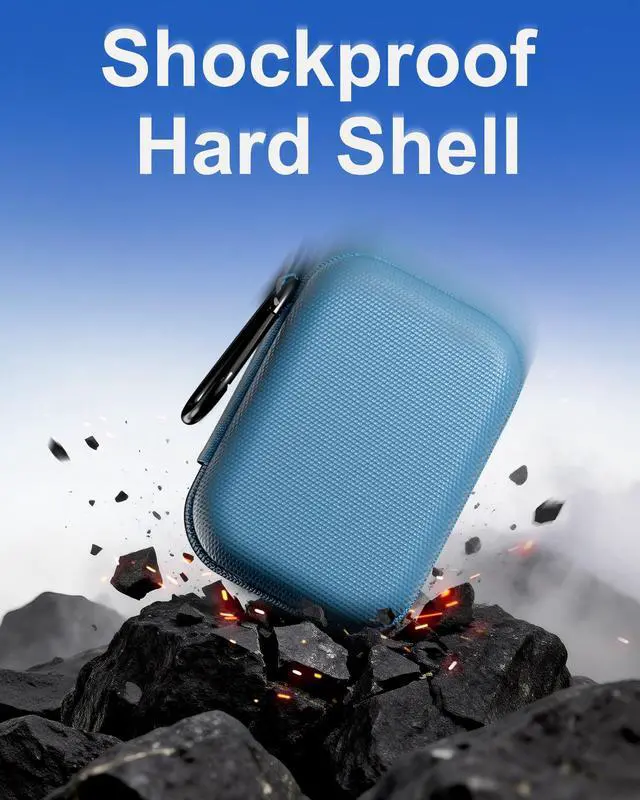 Alt view image 6 of 7 - Hard Carrying Case for Crucial X10/ X9/ X10 Pro/ X9 Pro Portable SSD, USB 1TB 2TB 4TB 6TB 8TB Shockproof External Solid State Drive Travel Organizer, Small Cable Accessories Storage Bag -Blue