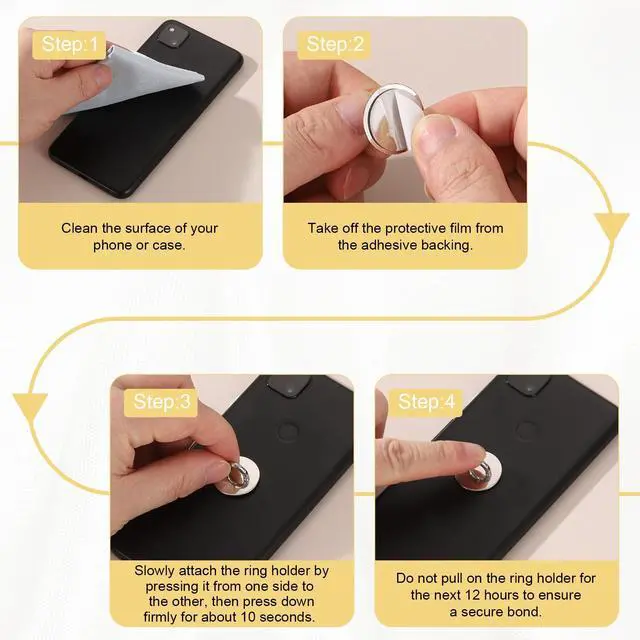Alt view image 4 of 6 - Metal Phone Charm Hook 1", 12Pcs Adhesive Heart Shaped Phone Finger Grip Hook Smartphones Keychain Ring Charm Loop for DIY Tablet Case Accessories, Black