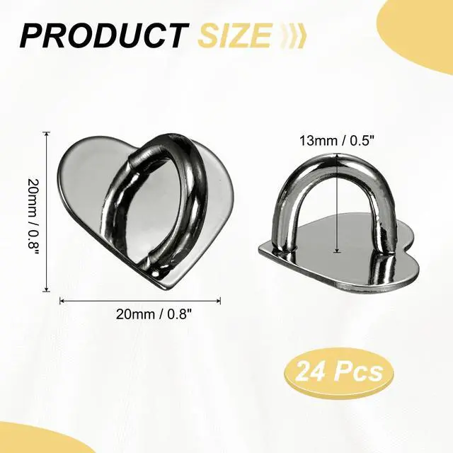Alt view image 2 of 6 - Metal Phone Charm Hook 0.8", 24Pcs Adhesive Heart Shaped Phone Finger Grip Hook Smartphones Keychain Ring Charm Loop for DIY Tablet Case Accessories, Black