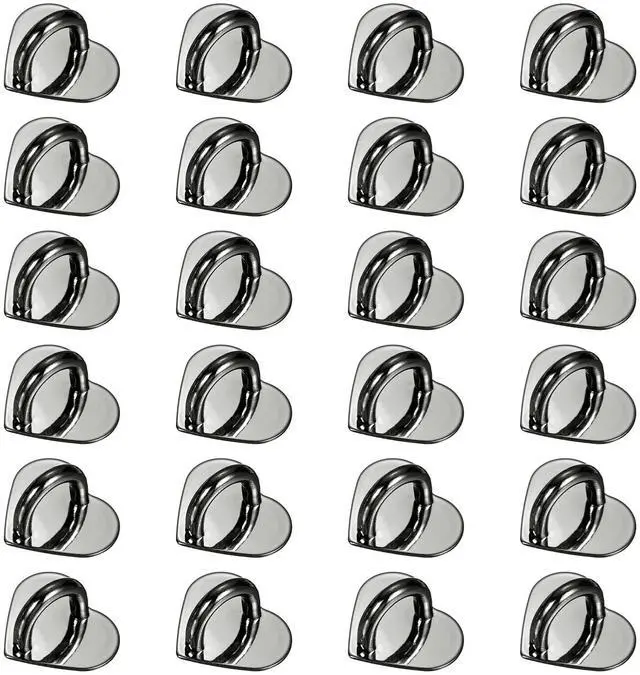 Main image of Metal Phone Charm Hook 0.8", 24Pcs Adhesive Heart Shaped Phone Finger Grip Hook Smartphones Keychain Ring Charm Loop for DIY Tablet Case Accessories, Black
