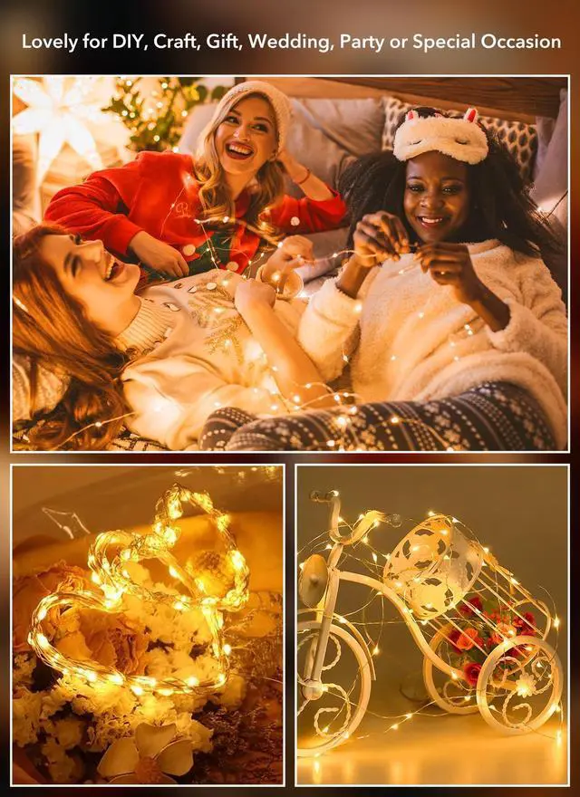 Alt view image 6 of 7 - 6 Pack Fairy Lights Battery Operated String Lights - 7ft 20LED Waterproof Silver Wire Firefly Lights Waterproof for DIY Crafts Wedding Decor Table Centerpieces Mason Jars Party