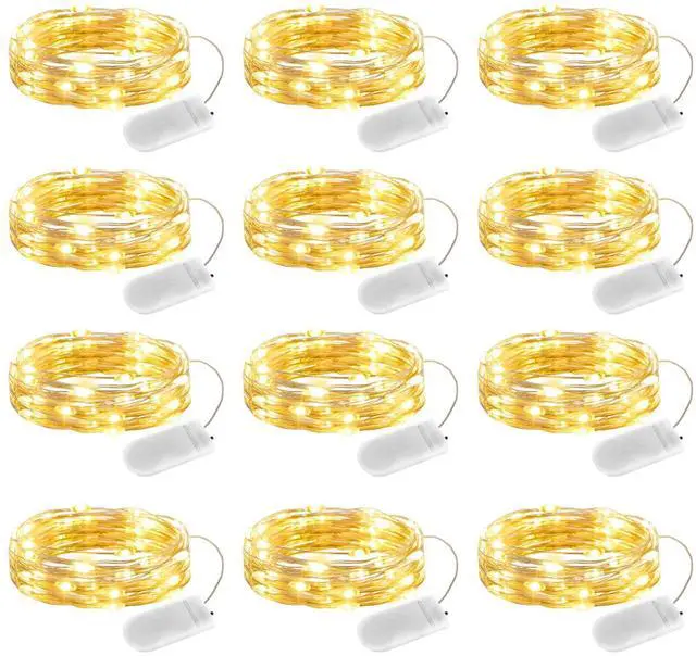 Main image of Fairy Lights Battery Operated String Lights - 12 Pack 7ft 20 LED Silver Wire Firefly Lights for Mason Jars DIY Picture Walls Shelves Arts Crafts Trees Branches Bedroom Wedding Party Decor(Warm White)