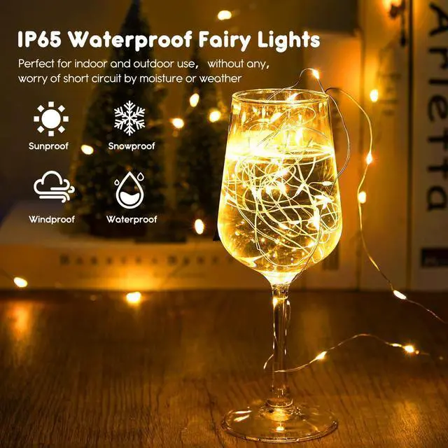 Alt view image 6 of 7 - 12 Pack Fairy Lights Battery Operated String Lights - 7ft 20 LED Waterproof Silver Wire Firefly Light Waterproof for DIY Crafts Wedding Décor Table Mason Jars Party