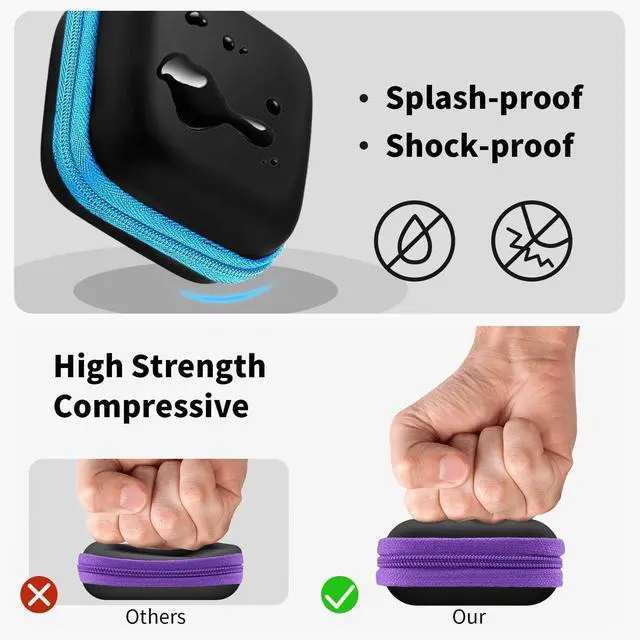 Alt view image 4 of 7 - 5 Pack Earbud Case Storage Bag with Carabiner for Headphones, Square