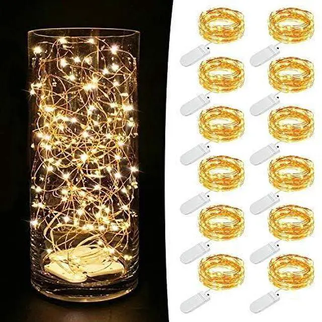 Alt view image 2 of 7 - 12 Pack 7.2ft Fairy Lights Battery Operated String Lights, 20 Mini LEDs for Centerpiece Table Decorations, Wedding Party Bedroom Mason Jar Christmas Decor, Warm White