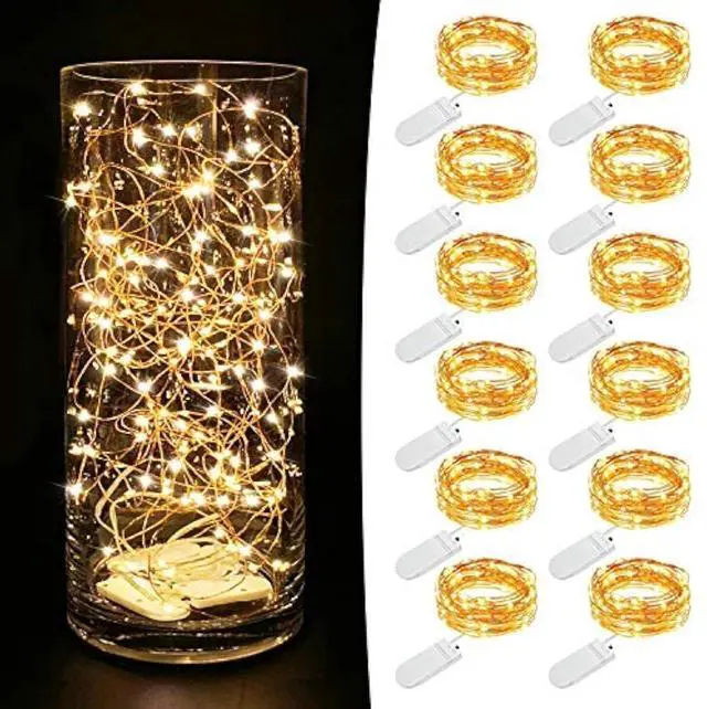 Main image of 12 Pack 7.2ft Fairy Lights Battery Operated String Lights, 20 Mini LEDs for Centerpiece Table Decorations, Wedding Party Bedroom Mason Jar Christmas Decor, Warm White