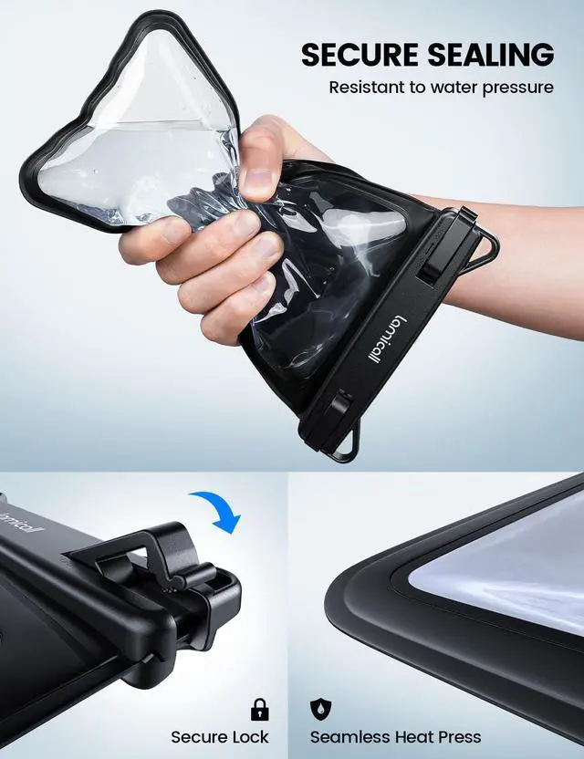 Alt view image 6 of 7 - Double Pocket Waterproof Phone Pouch - IPX8 Dry Bag - Privacy Storage for Card & Key - Cruise Ship, Beach Essentials for iPhone 17 16 15 14 13 Pro Max, Galaxy S25, for Bulky Cases up to 7.5"
