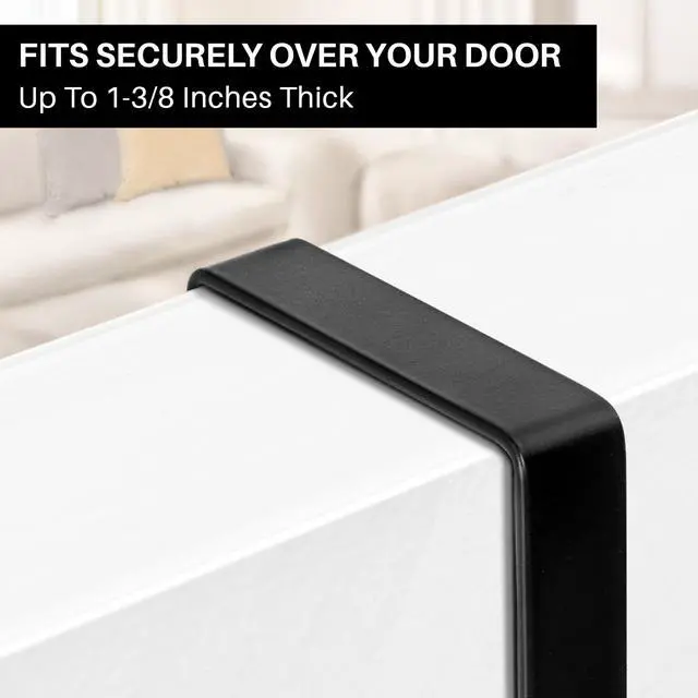 Alt view image 6 of 7 - Professional® Home Over the Door Hooks - 5 Hook Over the Door Coat Rack - Over the Door Hanger - Hanging Towels or Clothes - Bathroom, Bedroom, Laundry Room - Lifetime Ltd. Warranty, Black