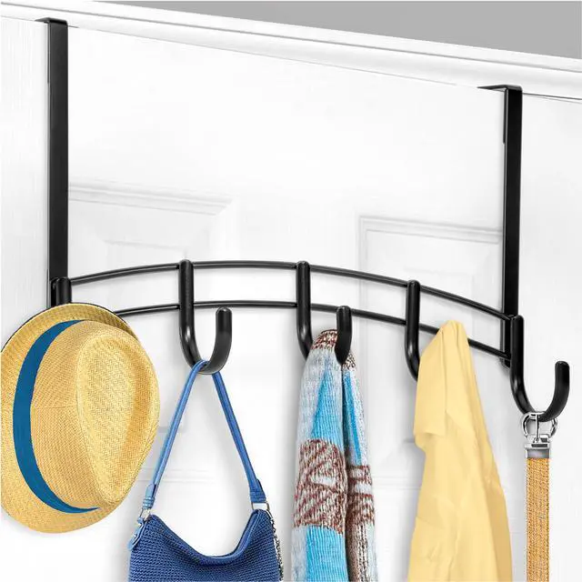 Main image of Professional® Home Over the Door Hooks - 5 Hook Over the Door Coat Rack - Over the Door Hanger - Hanging Towels or Clothes - Bathroom, Bedroom, Laundry Room - Lifetime Ltd. Warranty, Black