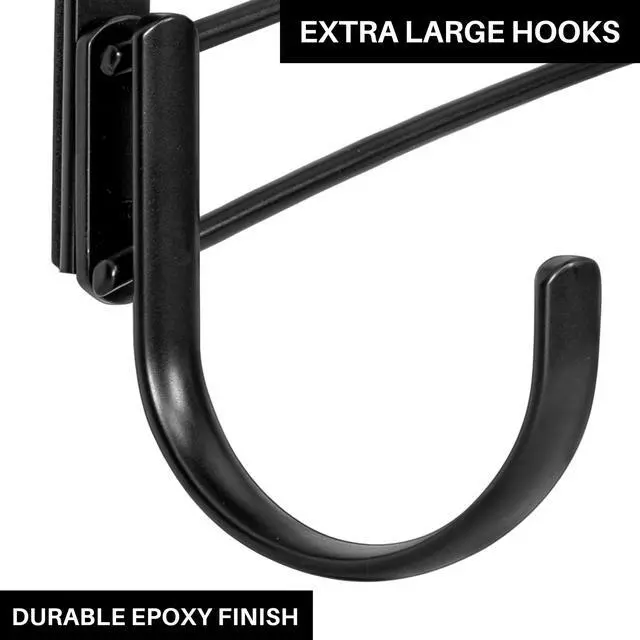 Alt view image 4 of 7 - Professional® Home Over the Door Hooks - 5 Hook Over the Door Coat Rack - Over the Door Hanger - Hanging Towels or Clothes - Bathroom, Bedroom, Laundry Room - Lifetime Ltd. Warranty, Black
