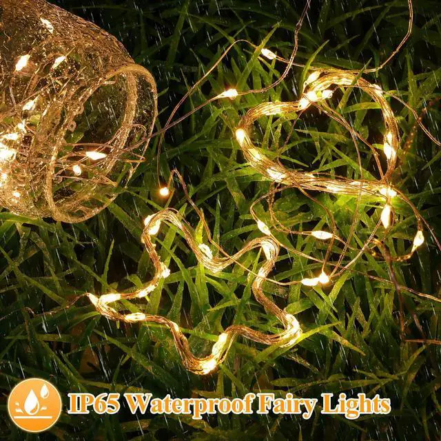 Alt view image 2 of 7 - 20-Pack Fairy Lights, 7FT 20 LED Battery Operated Silver Wire String Lights, Waterproof Warm White Firefly Lights for Mason Jars, DIY Bedroom Wedding Party Centerpiece Table Decor